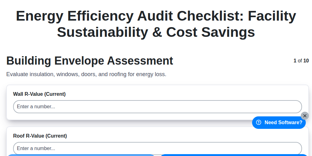 energy efficiency audit checklist facility sustainability cost savings screenshot