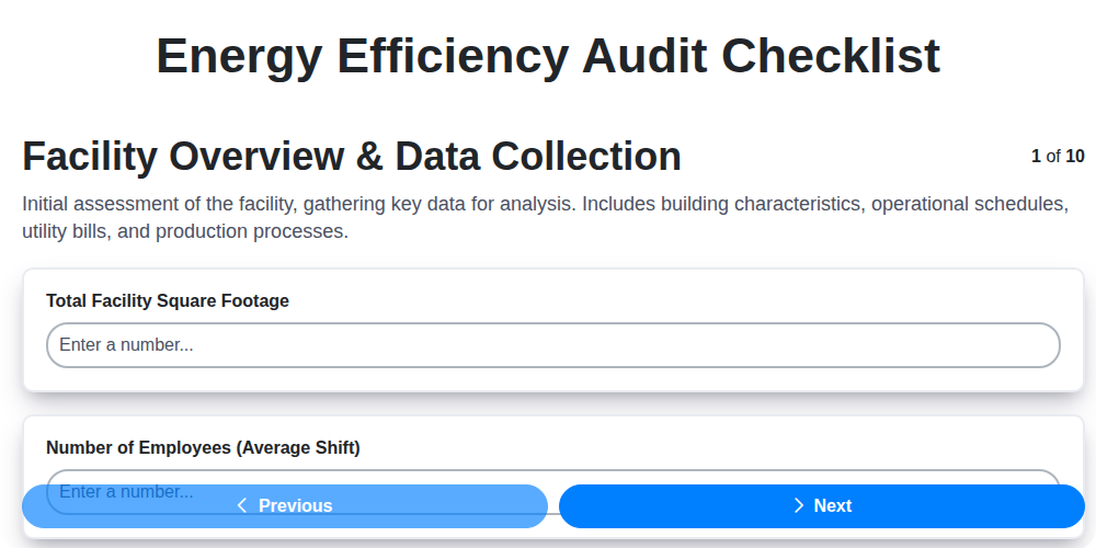 energy efficiency audit checklist screenshot