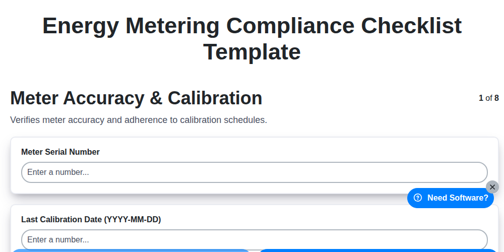 energy metering compliance checklist template screenshot