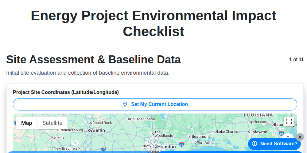 energy project environmental impact checklist screenshot