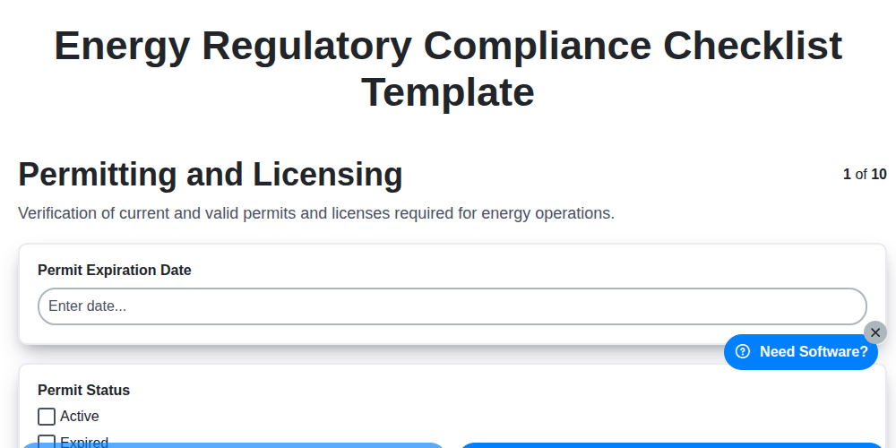 energy regulatory compliance checklist template screenshot