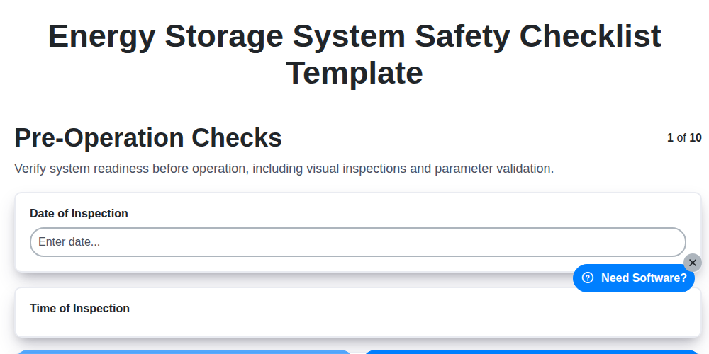 energy storage system safety checklist template screenshot