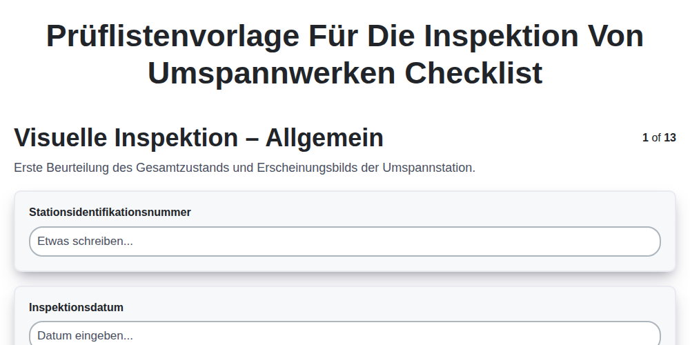 Prüflistenvorlage für die Inspektion von Umspannwerken screenshot