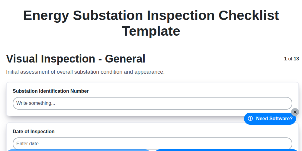 energy substation inspection checklist template screenshot