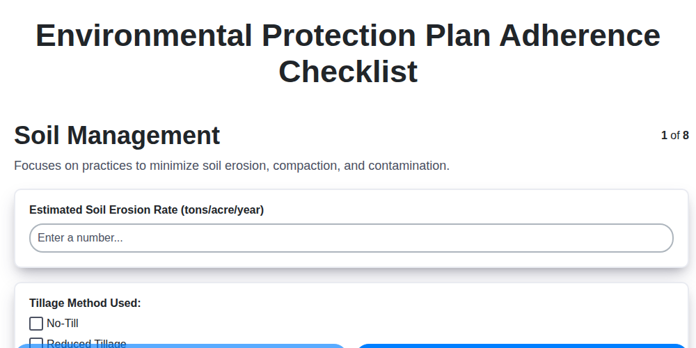 environmental protection plan adherence screenshot