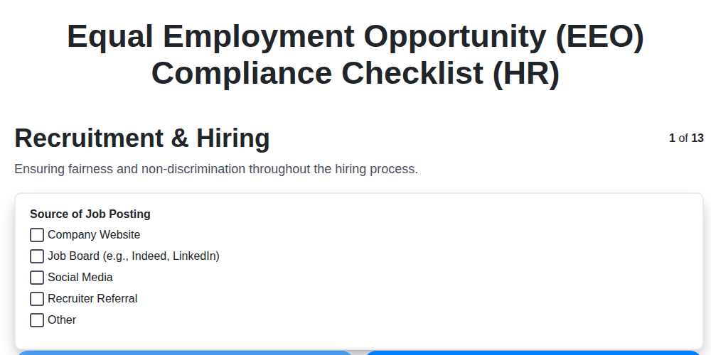 equal employment opportunity eeo compliance checklist hr screenshot