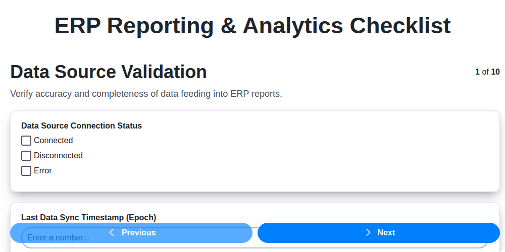 erp reporting analytics checklist screenshot