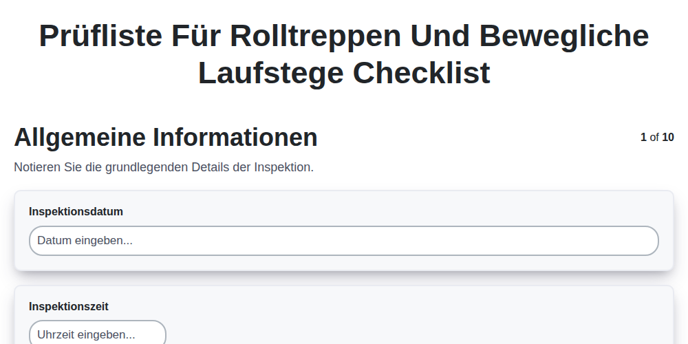 Prüfliste für Rolltreppen und bewegliche Laufstege screenshot