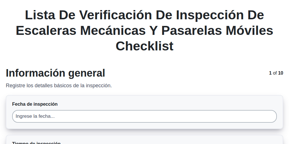 Lista de verificación de inspección de escaleras mecánicas y pasarelas móviles screenshot