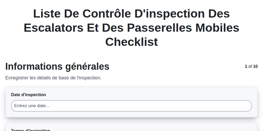 Liste de contrôle d'inspection des escalators et des passerelles mobiles screenshot