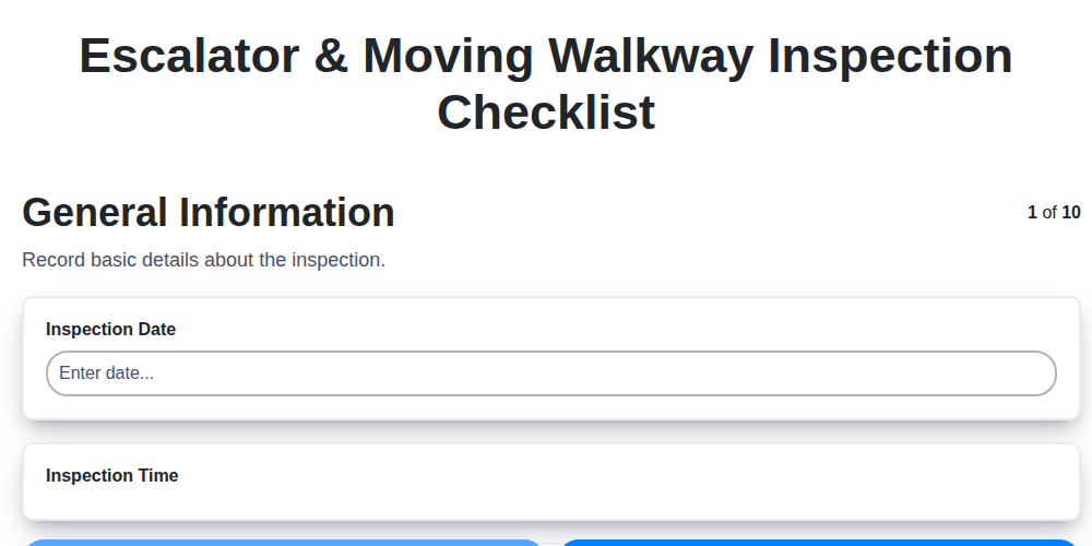 escalator moving walkway inspection checklist screenshot