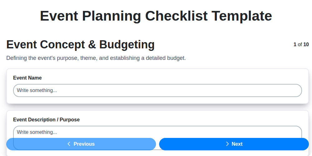event planning checklist template screenshot