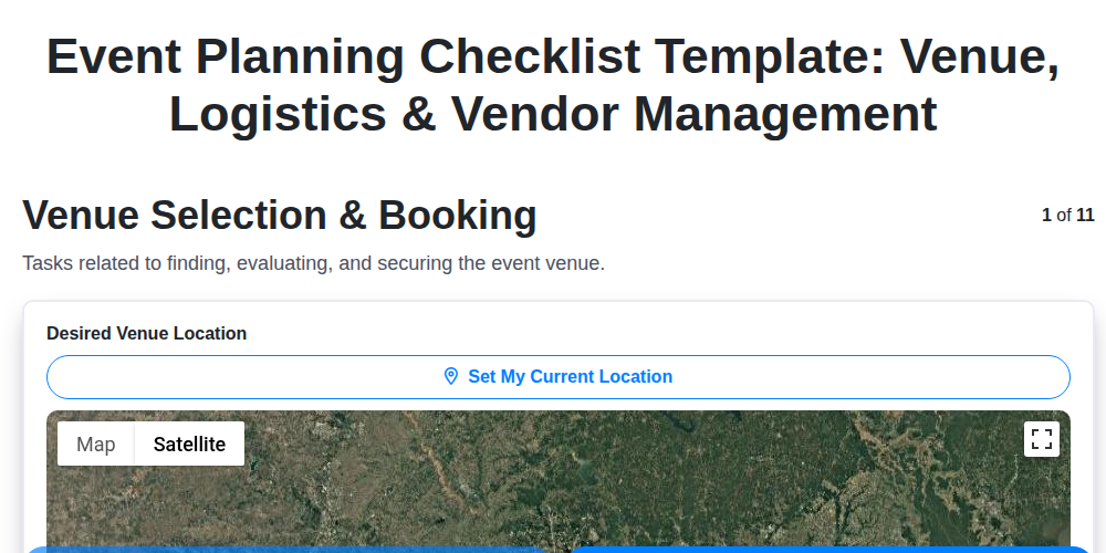 event planning checklist template venue logistics vendor management screenshot