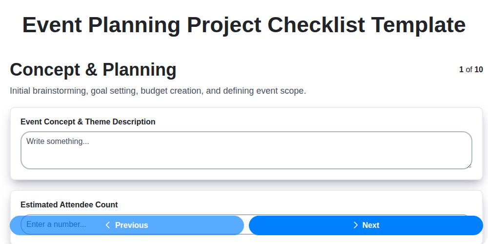 event planning project checklist template screenshot