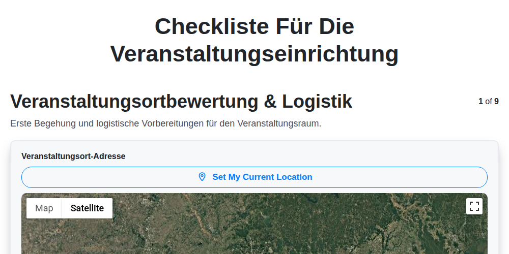 Checkliste für die Veranstaltungseinrichtung screenshot