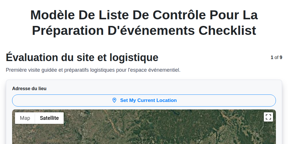 Modèle de liste de contrôle pour la préparation d'événements screenshot