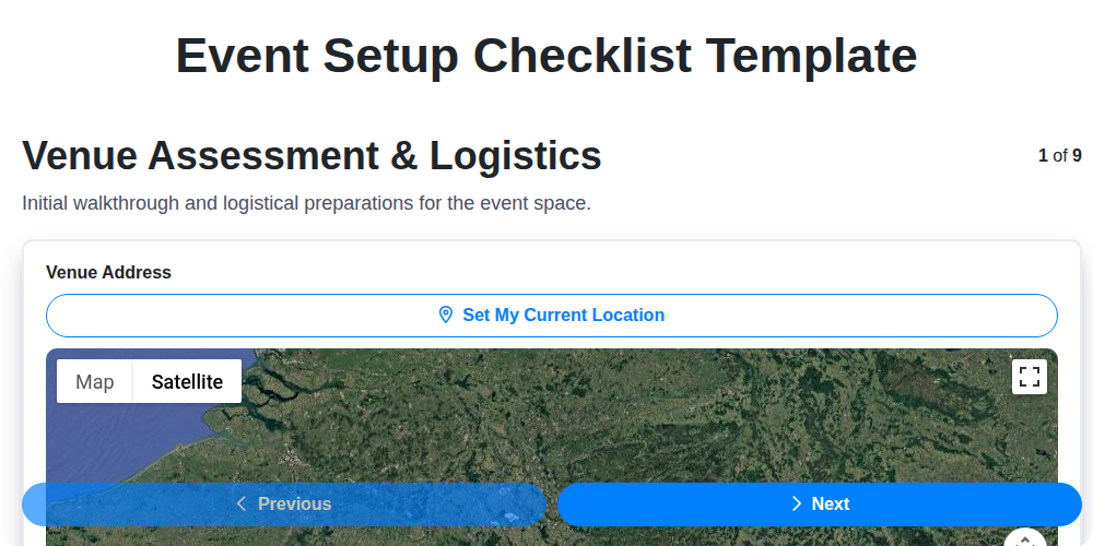 event setup checklist template screenshot
