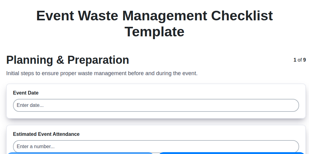 event waste management checklist template screenshot