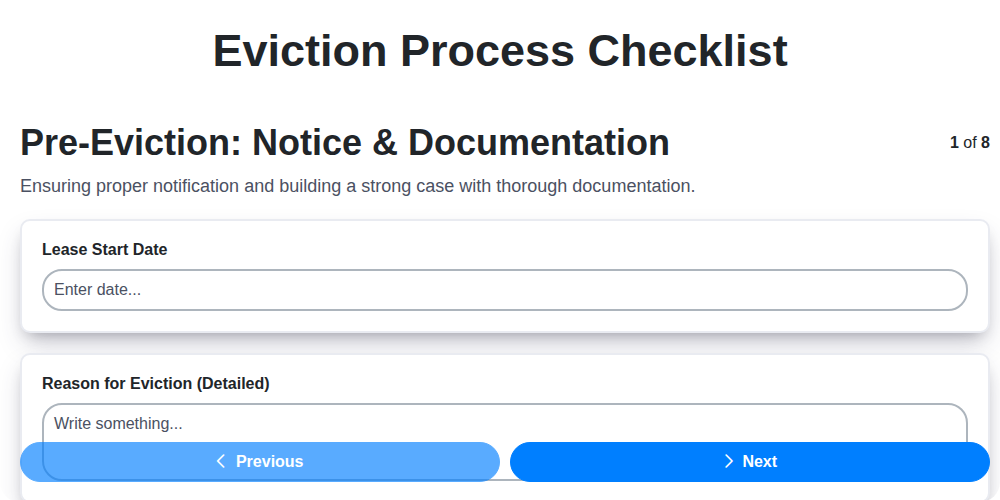 eviction process checklist screenshot