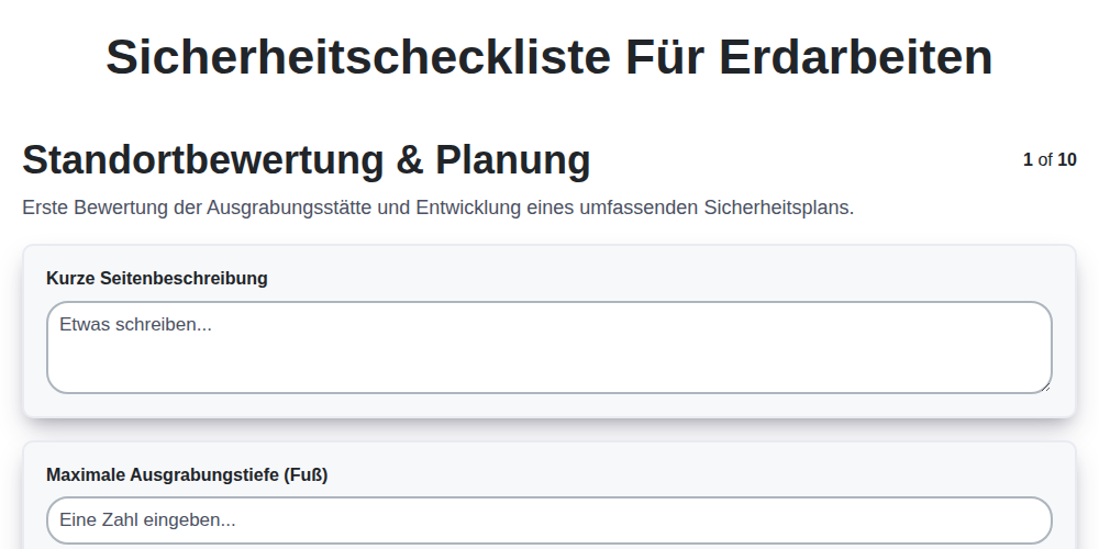 Sicherheitscheckliste für Erdarbeiten screenshot