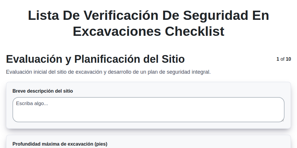 Lista de verificación de seguridad en excavaciones screenshot
