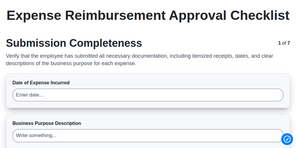 expense reimbursement approval checklist screenshot