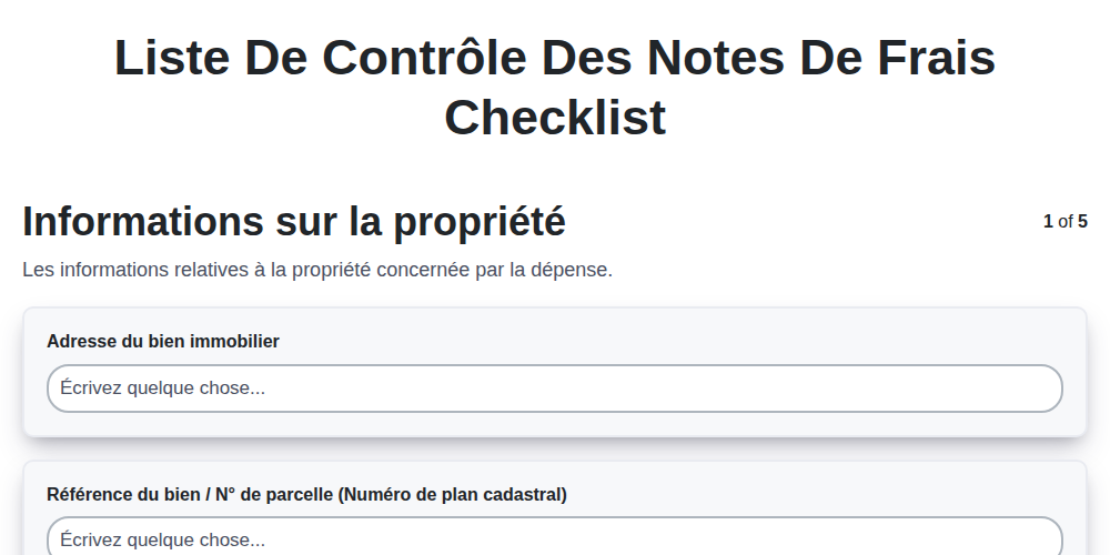 Liste de contrôle des notes de frais screenshot