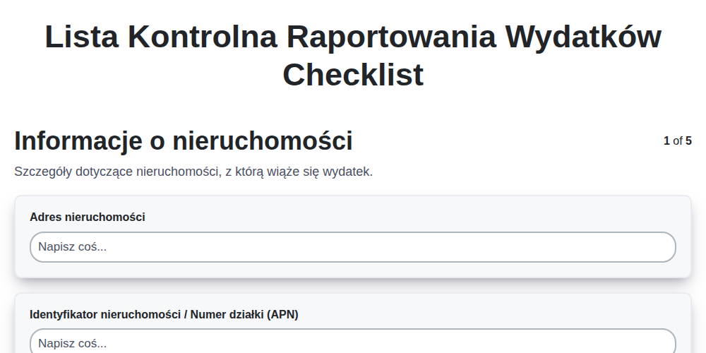 Lista kontrolna raportowania wydatków screenshot