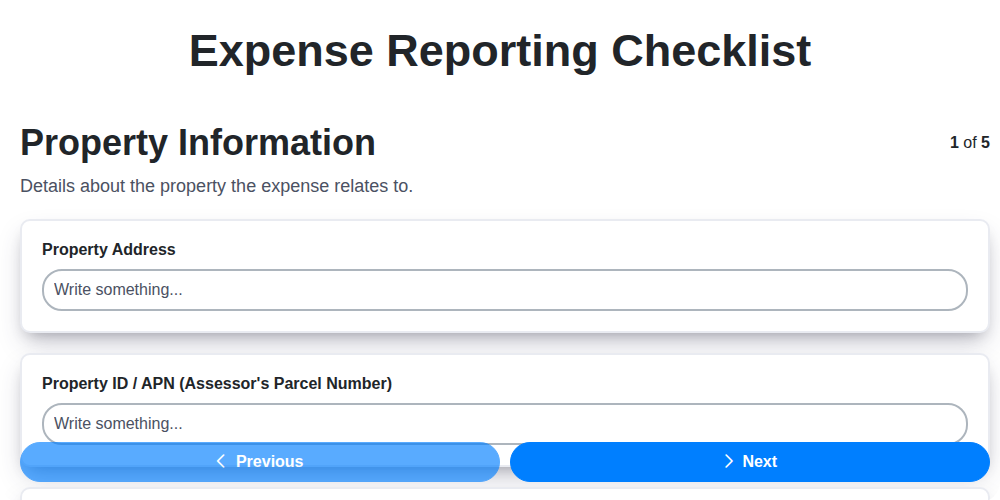 expense reporting checklist screenshot