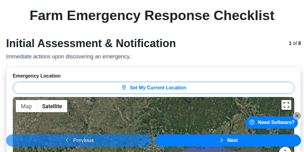 farm emergency response checklist screenshot