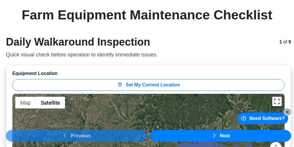 farm equipment maintenance checklist screenshot