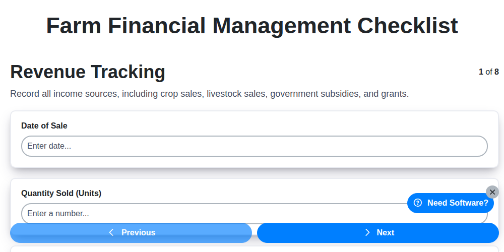 farm financial management checklist screenshot