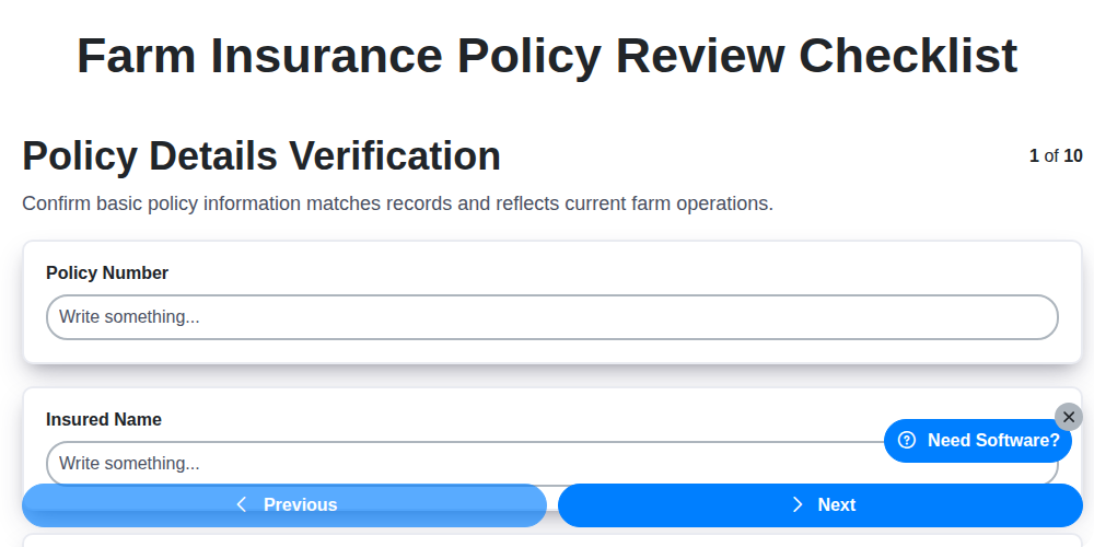 farm insurance policy review checklist screenshot