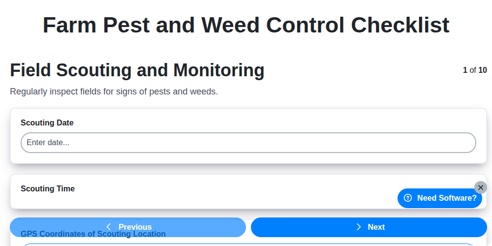 farm pest and weed control checklist screenshot