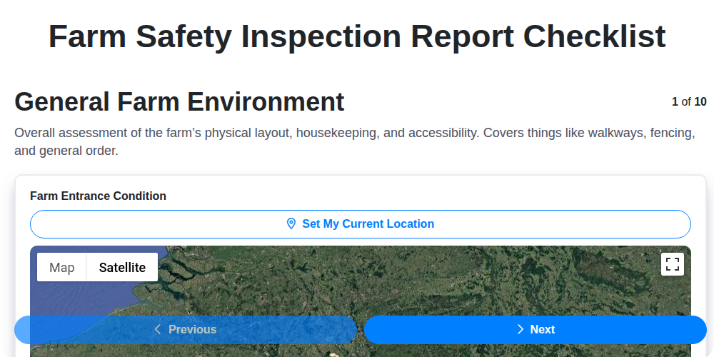 farm safety inspection report screenshot