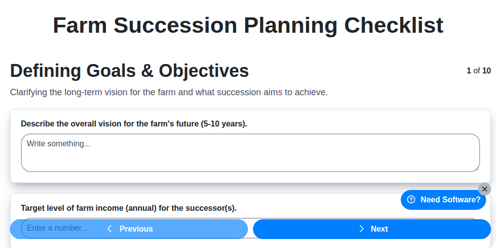 farm succession planning checklist screenshot