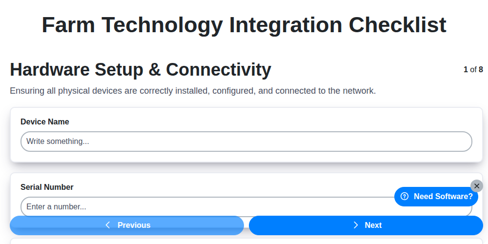 farm technology integration checklist screenshot