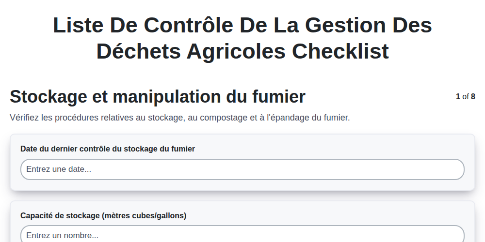 Liste de contrôle de la gestion des déchets agricoles screenshot