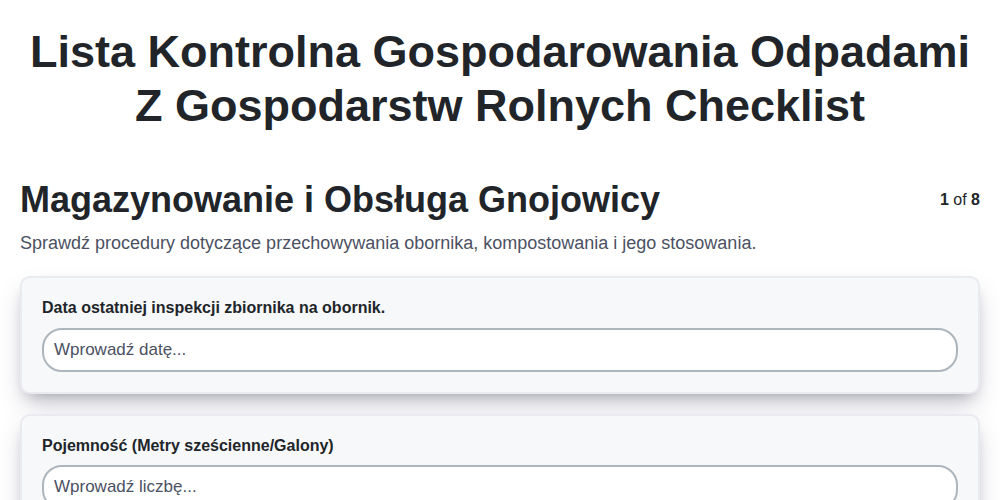 Lista kontrolna gospodarowania odpadami z gospodarstw rolnych screenshot