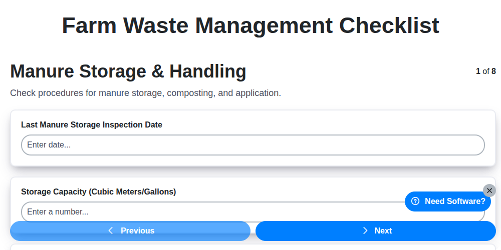 farm waste management checklist screenshot