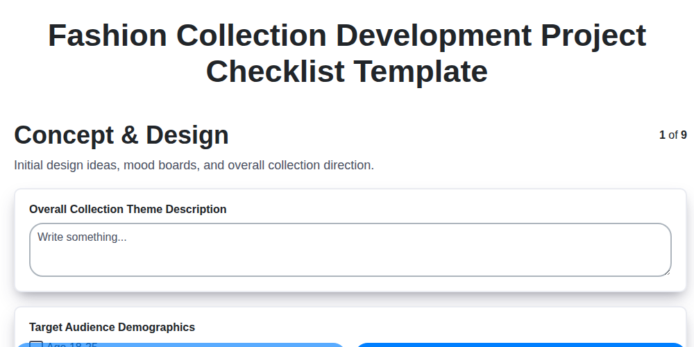 fashion collection development project checklist template screenshot