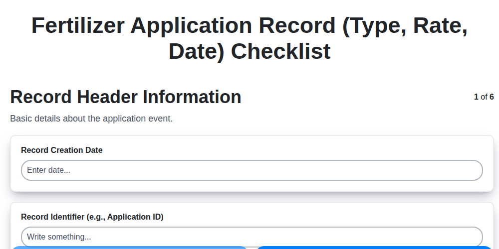 fertilizer application record type rate date screenshot