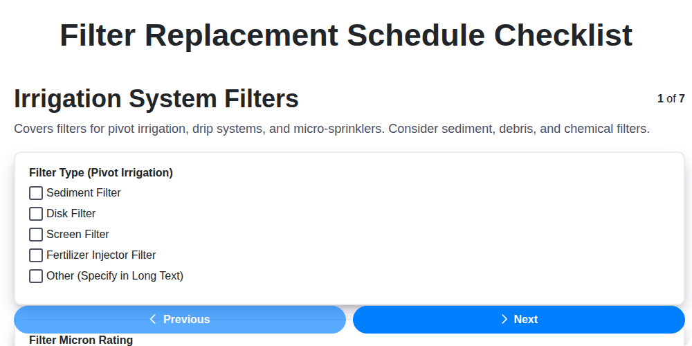 filter replacement schedule screenshot