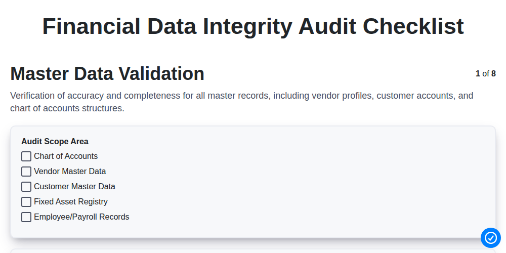 financial data integrity audit checklist screenshot