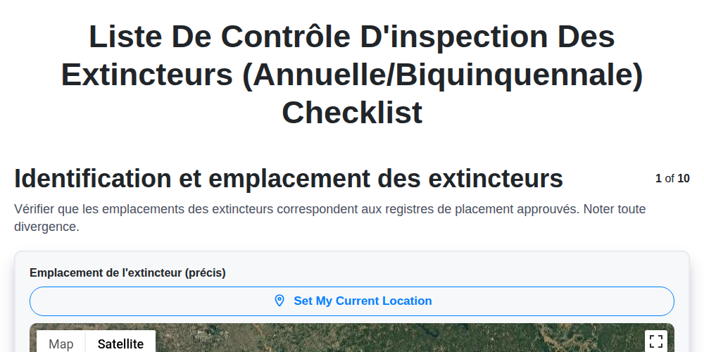 Liste de contrôle d'inspection des extincteurs (annuelle/biquinquennale) screenshot