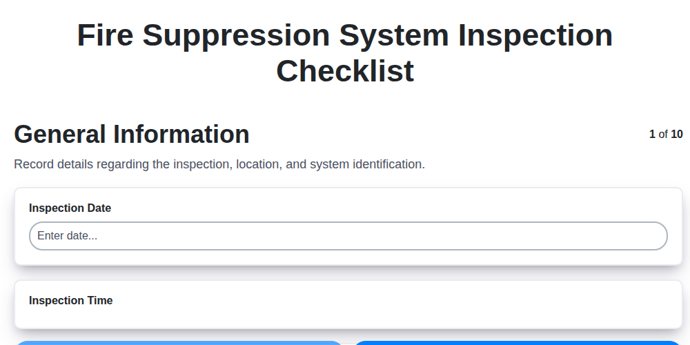 fire suppression system inspection checklist screenshot