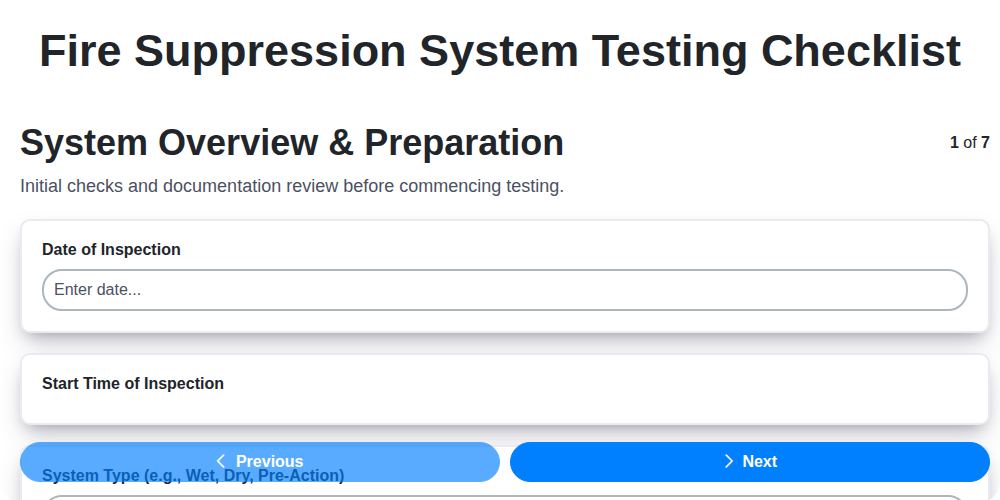fire suppression system testing screenshot