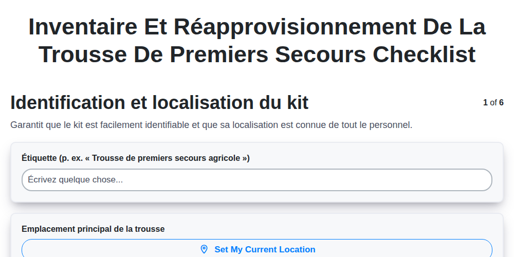 Inventaire et réapprovisionnement de la trousse de premiers secours screenshot