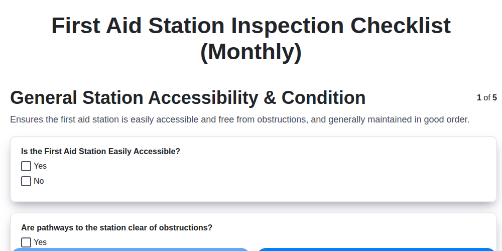 first aid station inspection checklist monthly screenshot