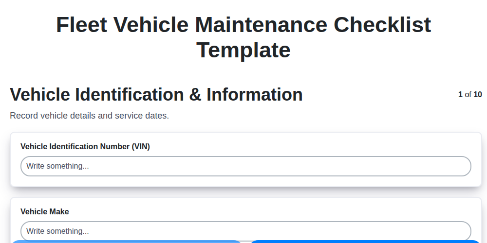 fleet vehicle maintenance checklist template screenshot